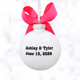 Engagement Christmas Ornament, Pink Flamingos