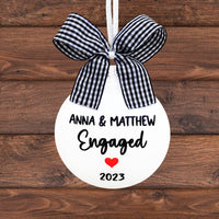 Engaged Christmas Ornament, Personalized Engagement Gift