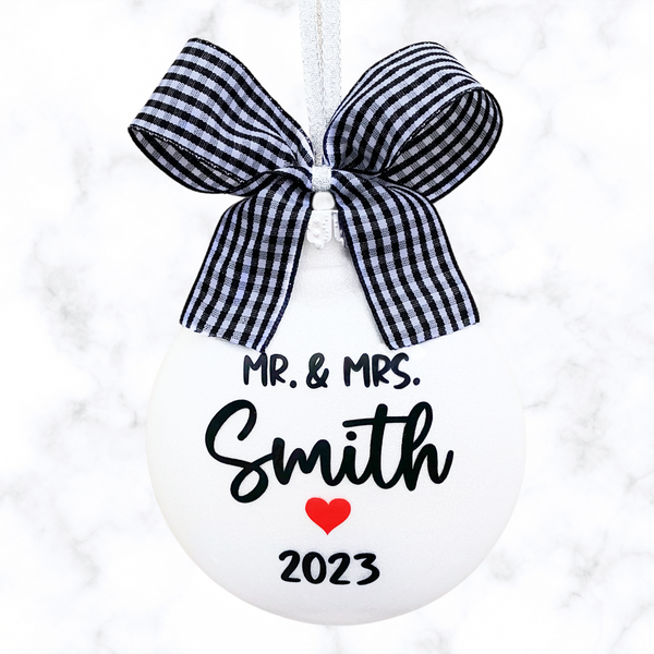 Personalized Wedding Christmas Ornaments, Mr and Mrs