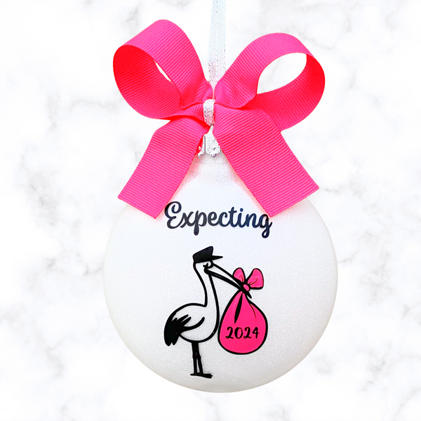 Expecting Baby Ornament, Pregnant Ornament Girl